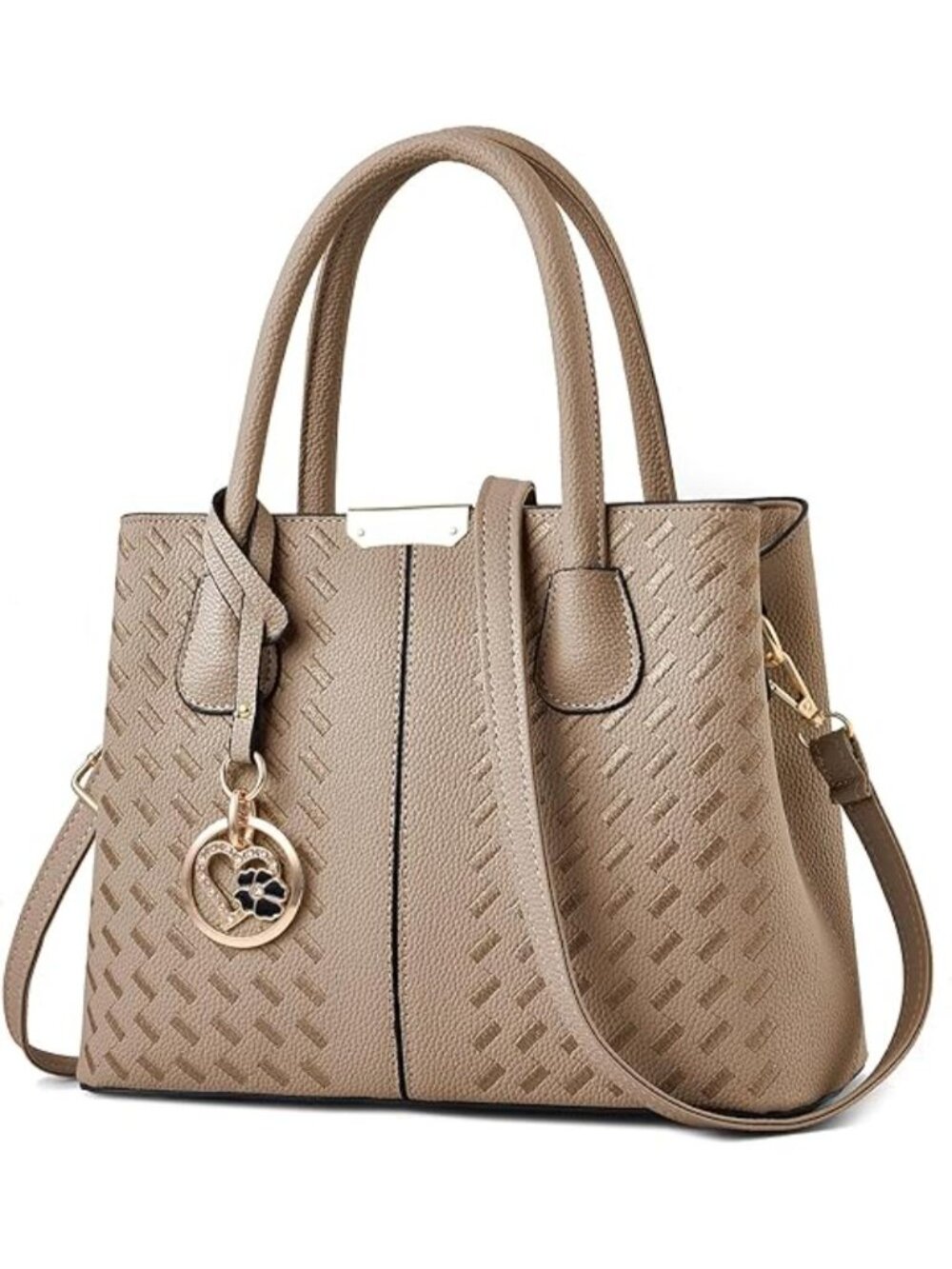 Women's E Khaki 2 Shoulder Tote Bags Top Handle Satchel Purses and Handbags